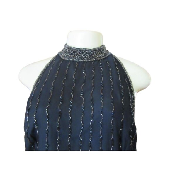 Cristall Collection Black Beaded Sleeveless Silk Blouse Size L - Picture 2 of 6